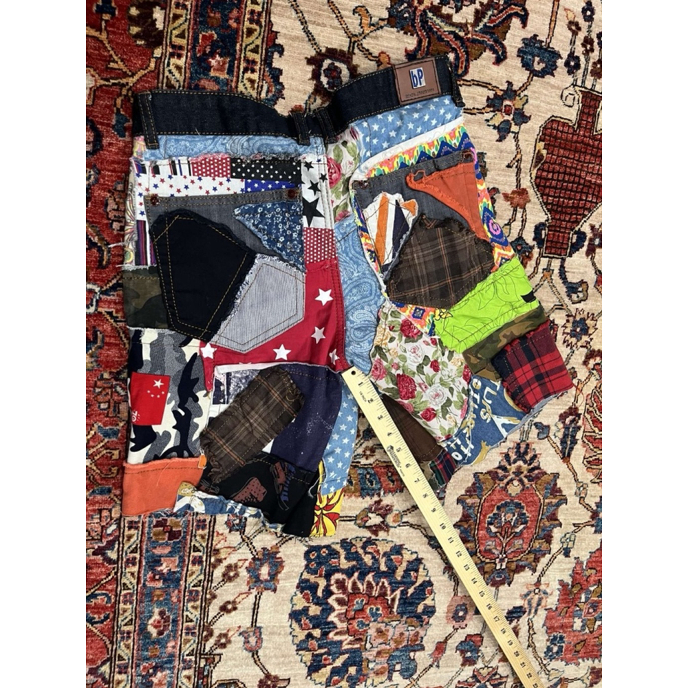 Biepa Patchwork Multicolor Patterns Fabric Button… - image 8